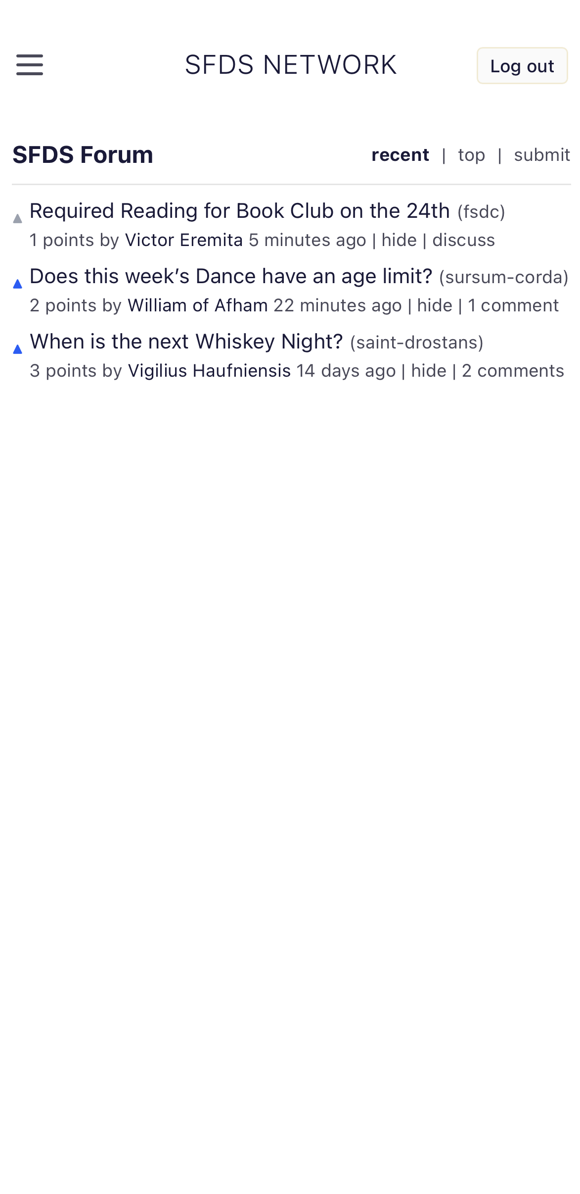 Forum list screenshot